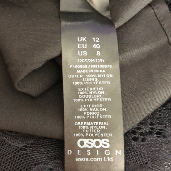 ASOS One Shoulder Dress Sheer Lace Asymmetrical Midi Evening Black NWOT 8 - Picture 6 of 7